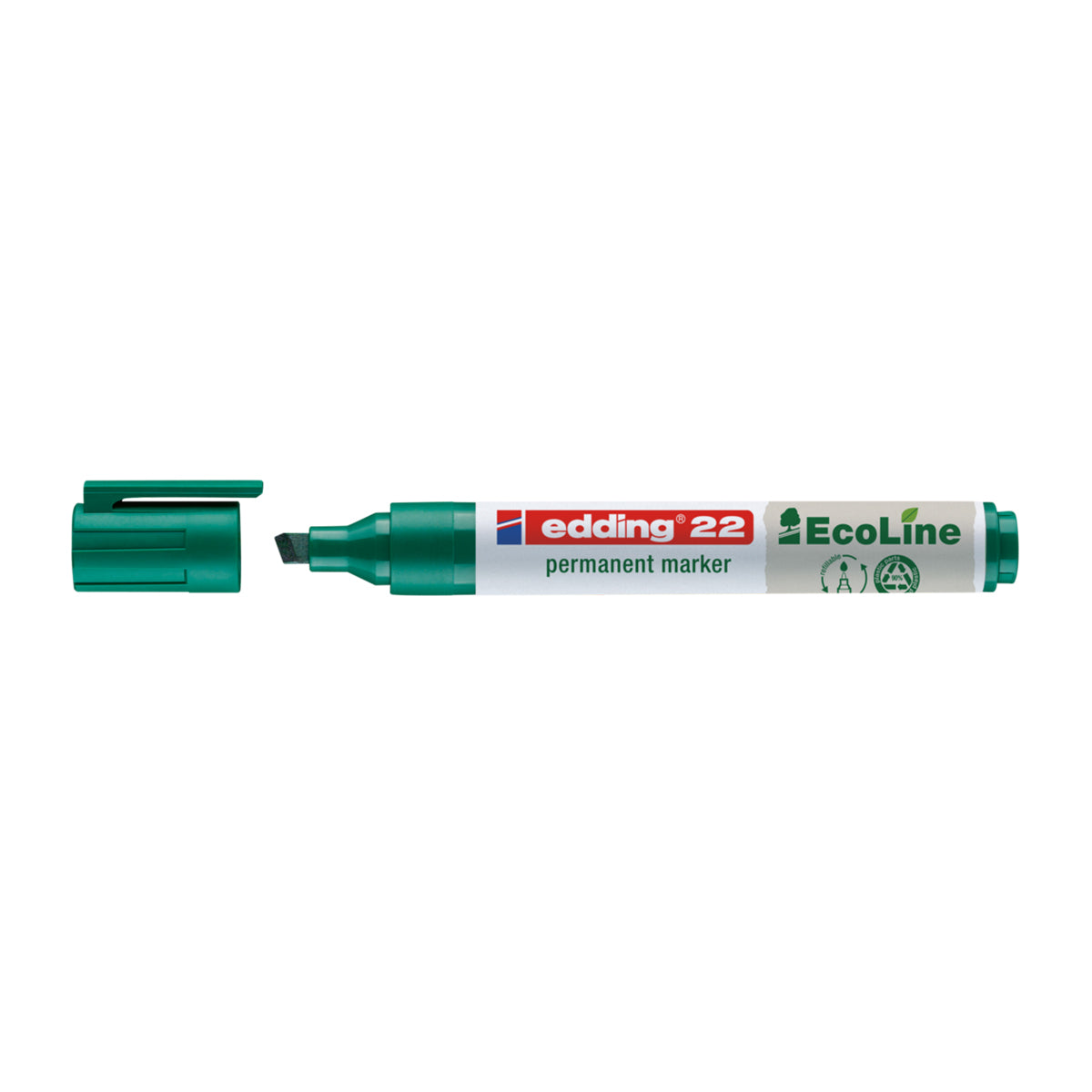 Marker permanent Edding 22 Ecoline, corp plastic, varf tesit 1-5 mm, verde Marker permanent Edding 22 Ecoline, corp plastic, varf tesit 1-5 mm, verde
